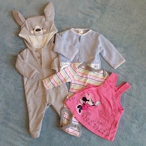 Baby girl sz 3M bundle DYLAN AND ABBY ONSIE, DISNEY MINNIE MOUSE DRESS...